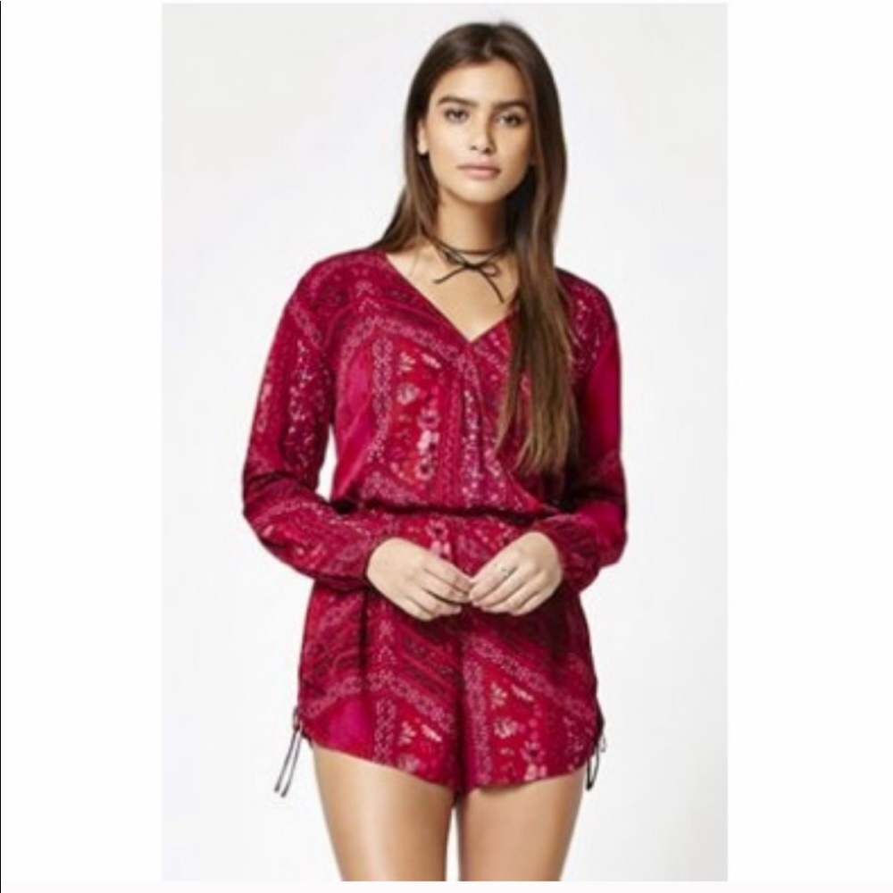 KENDALL & KYLIE Surplice Long Sleeve Romper